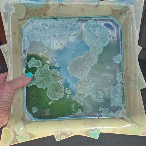 Cream and Green Ceramic Art Piece with Ethereal Design. One Of A KIND! - Picture 9 of 11